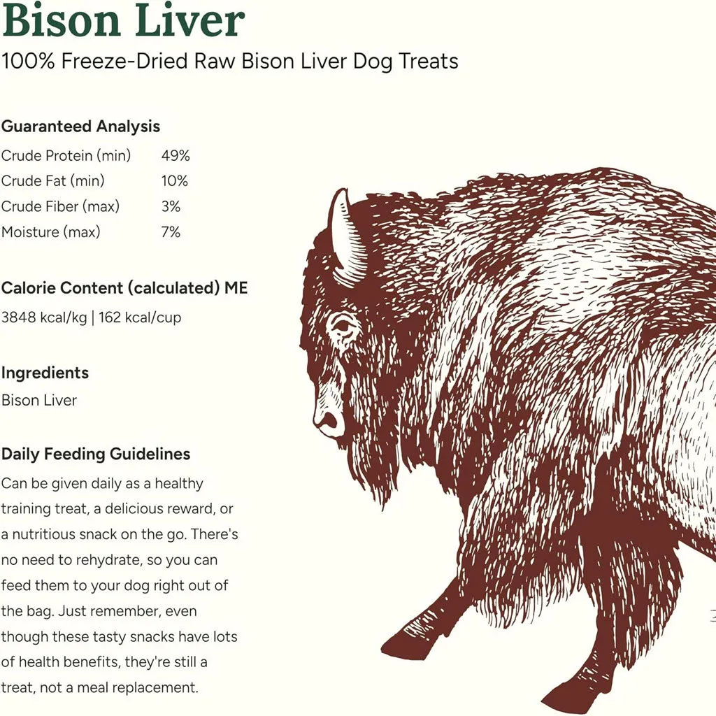 360 Pet Nutrition Bison Liver Freeze-Dried Raw Dog Treats, 4-oz