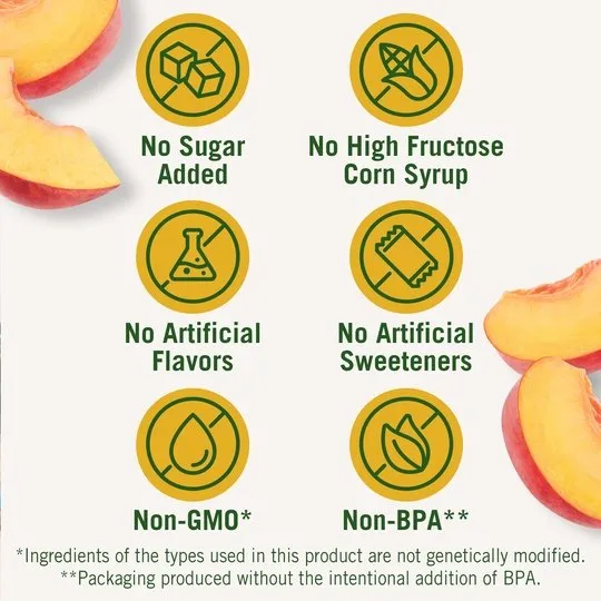 (4 Cups) Del Monte Diced Peaches Fruit Cups, No Sugar Added, 3.75 oz