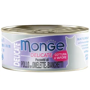 45% OFF (Exp 10May25): Monge Delicate Chicken with Omelette and Whitebait Canned Cat Food 80g