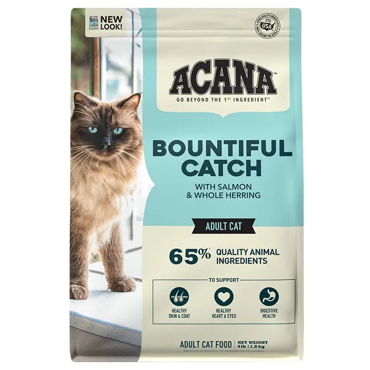 ACANA Bountiful Catch Salmon Catfish and Herring Dry Cat Food, 4-lbs.