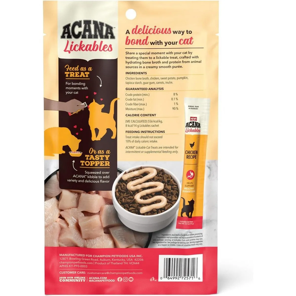 Acana Lickables Chicken Recipe Cat Treats 2.5oz 5 Count