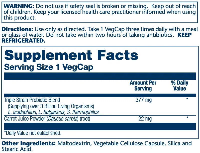 Acidophilus 3 Strain Probiotic & Prebiotic Carrot Juice