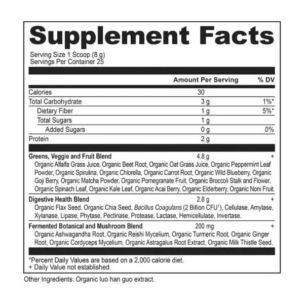 Ancient Nutrition Organic Super Greens Detox & Alkalizer 25 Servings