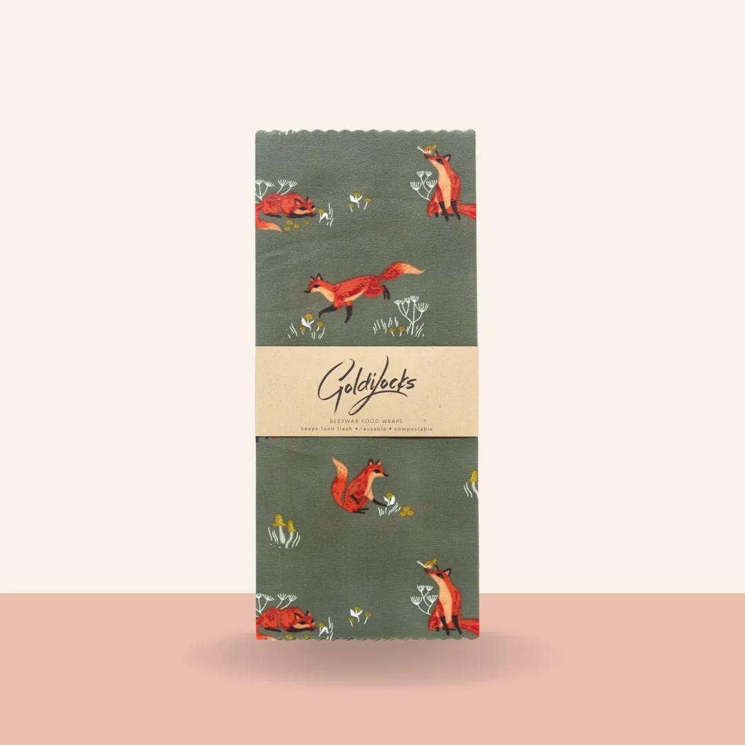 Beeswax Food Wraps: Foxes Single Medium