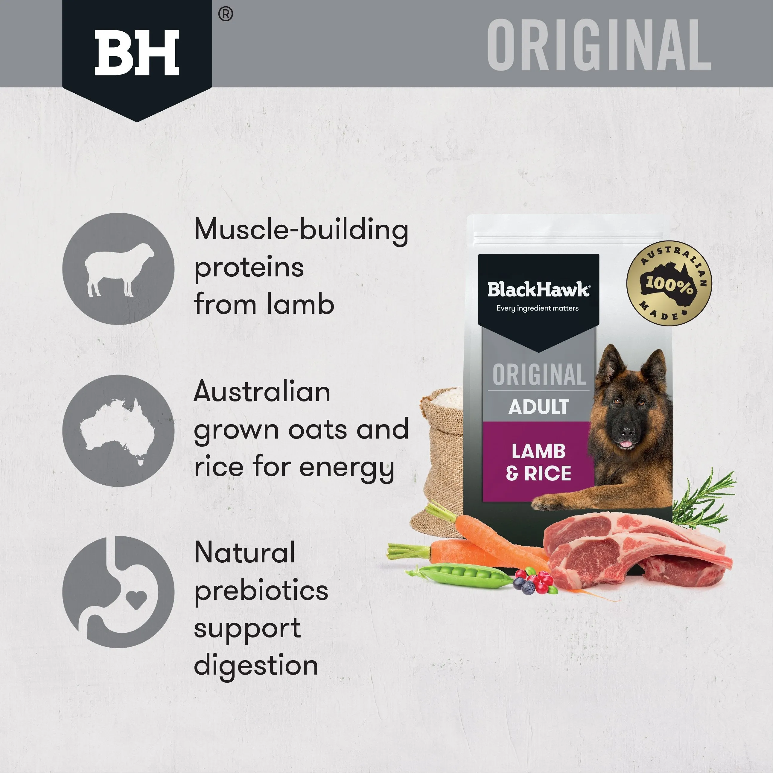 Black Hawk Original Lamb and Rice Dry Dog Food 3kg