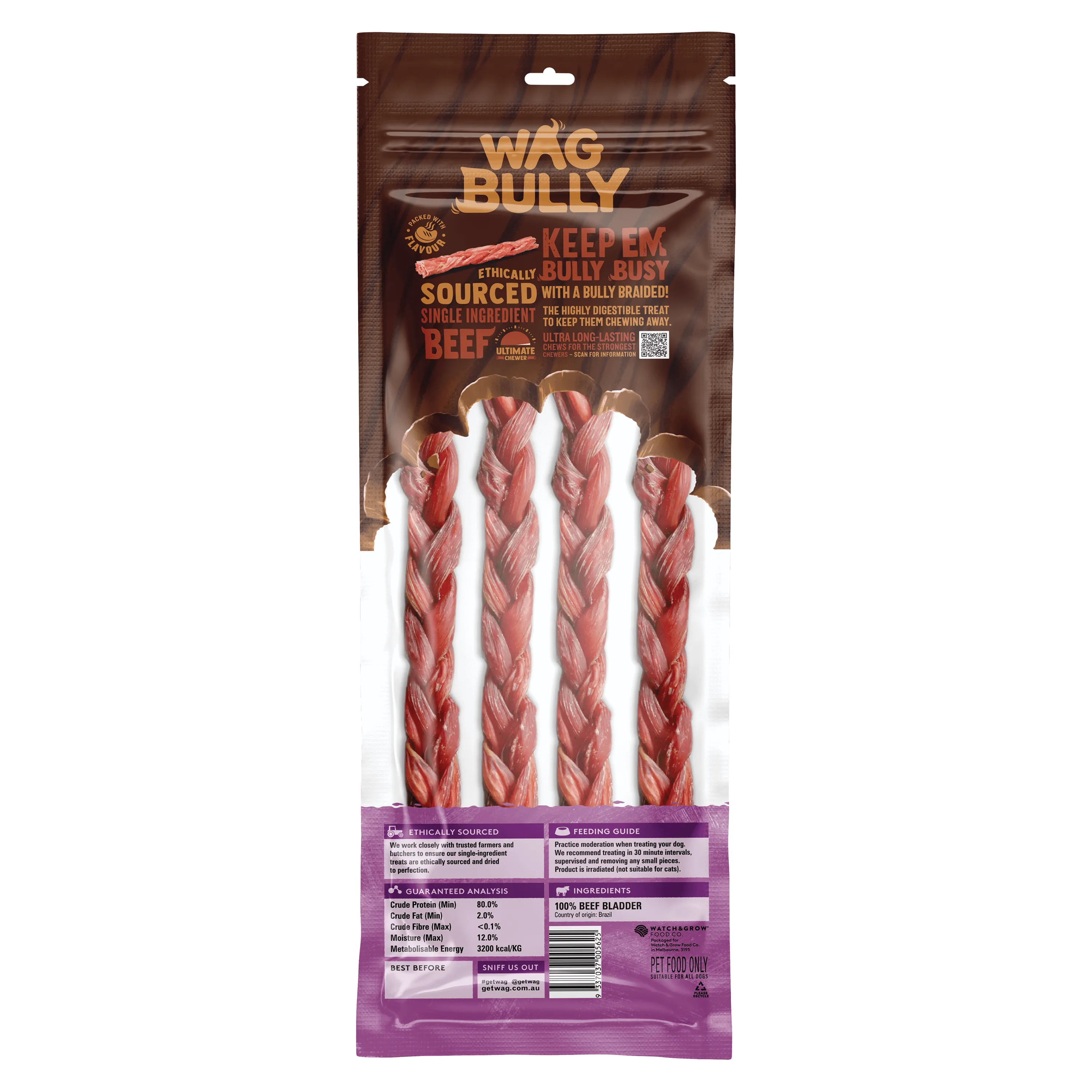 Braided Bully Sticks (4 Pack)