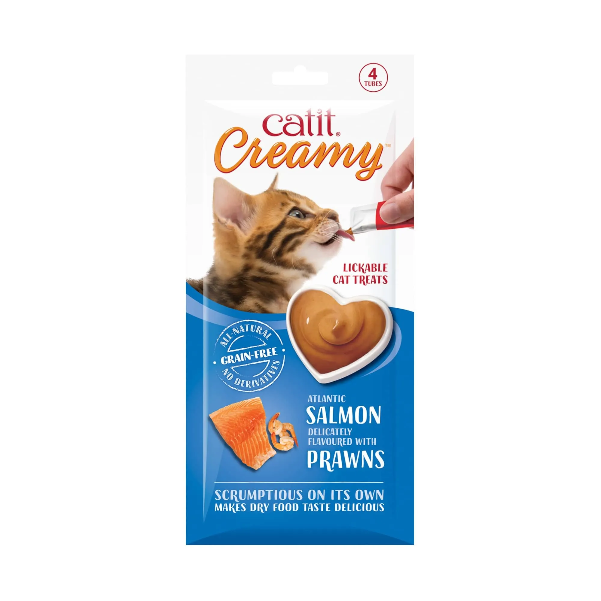 Catit | Creamy Squeezy Cat Treats | Salmon & Prawns - 4 Pack