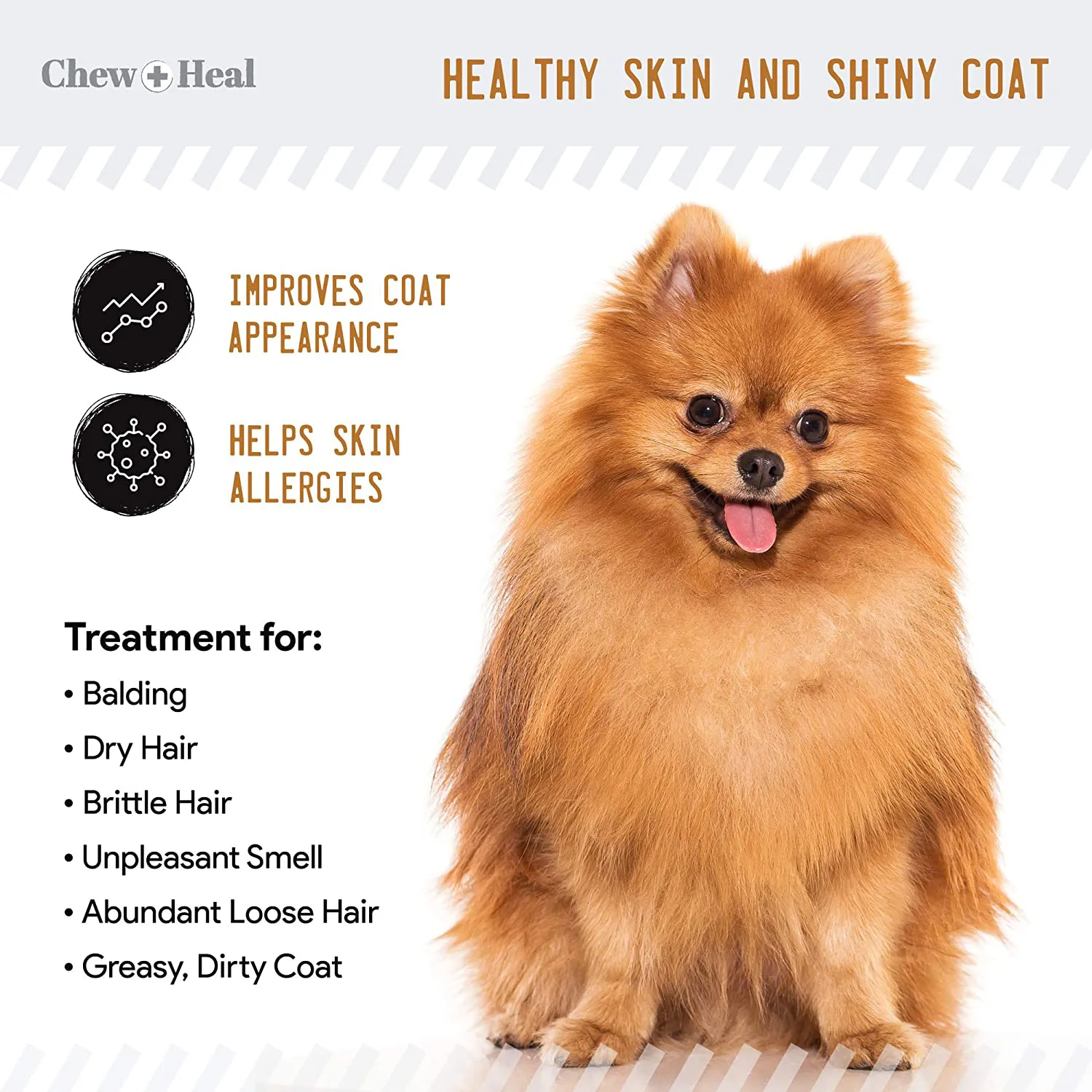 Chew   Heal Salmon Oil for Dogs - 180 Soft Chew Omega Treats for Skin and Coat - Fish Oil Blend of Essential Fatty Acids, Omega 3, 6, and 9, Vitamins, Antioxidants and Minerals - Made in USA