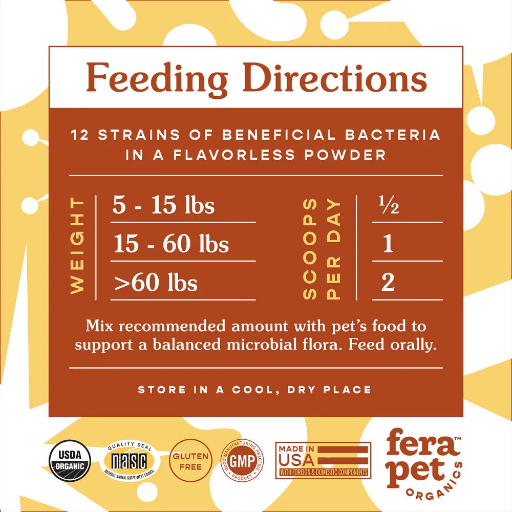 Fera Pet Organics Dogs & Cats Probiotics   Prebiotics 2.5oz