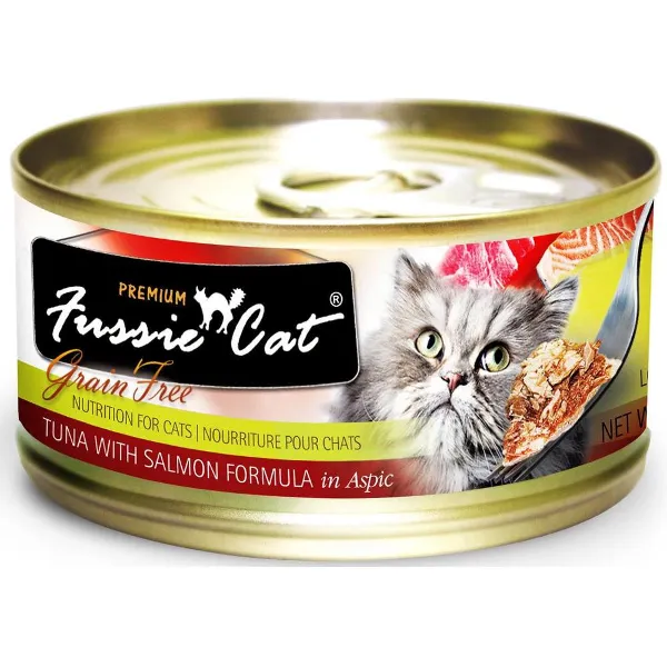 Fussie Cat Premium Tuna with Salmon Formula in Aspic Canned Cat Food, 2.82-oz