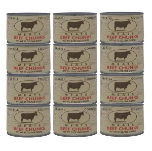 Grabill Country Meats Canned Beef Chunks, Favorite Amish Food, 13 Oz. (Pack of 12)