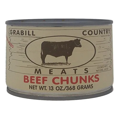 Grabill Country Meats Canned Beef Chunks, Favorite Amish Food, 13 Oz. (Pack of 12)