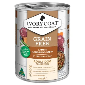 Ivory Coat Grain Free Lamb and Kangaroo Stew Adult Dog Wet Food 400g x 12