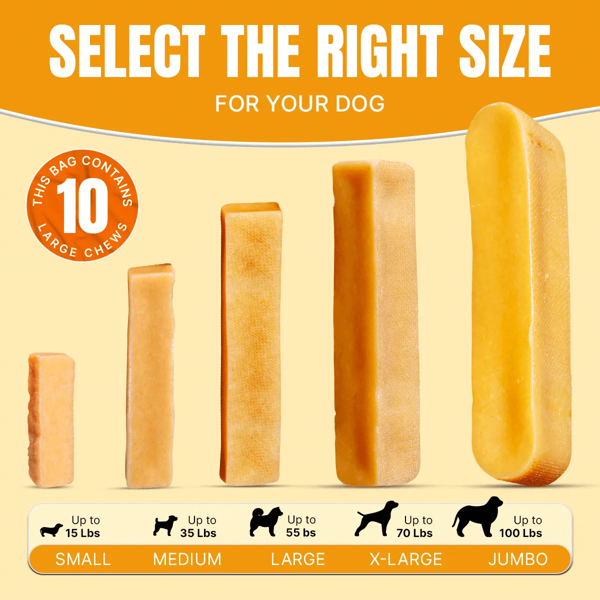 Large Yak Cheese Bulk Chews 2 lbs - Long Lasting Dog Chew