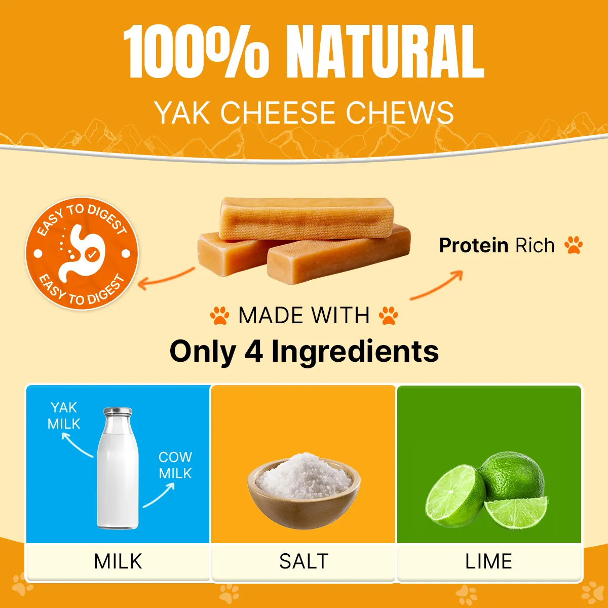 Large Yak Cheese Bulk Chews 2 lbs - Long Lasting Dog Chew