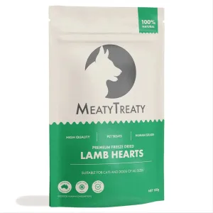 Meaty Treaty Freeze Dried Australian Lamb Hearts Cat & Dog Treats 100g