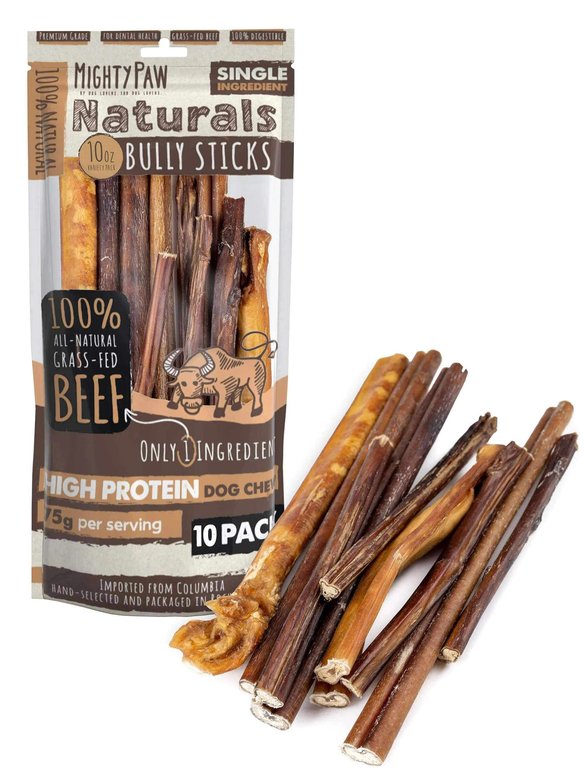 Mighty Paw Naturals Bully Sticks: All-Natural Dog Chews for Healthy Teeth and Gums