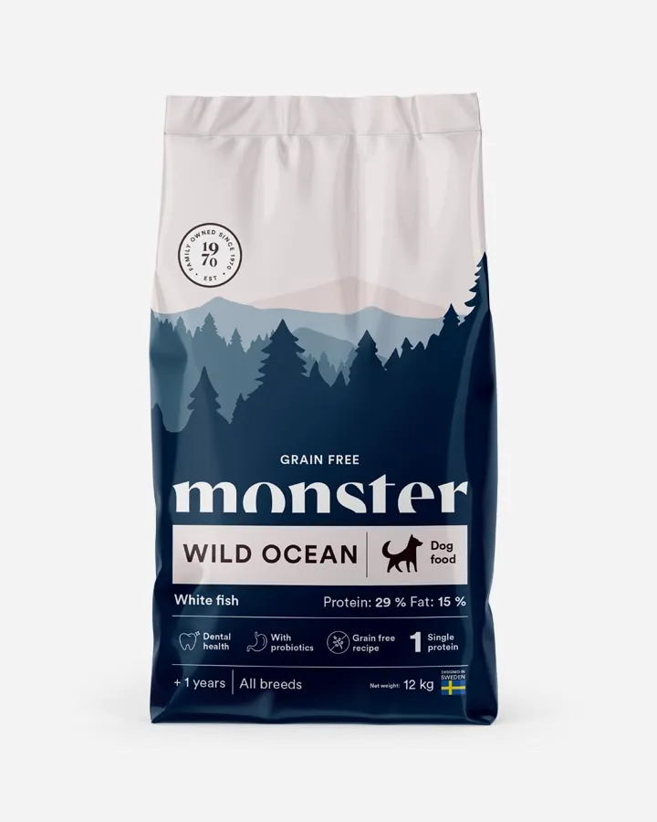 Monster Dog Grain Free Sensitive - 12kg Wild Ocean with White Fish