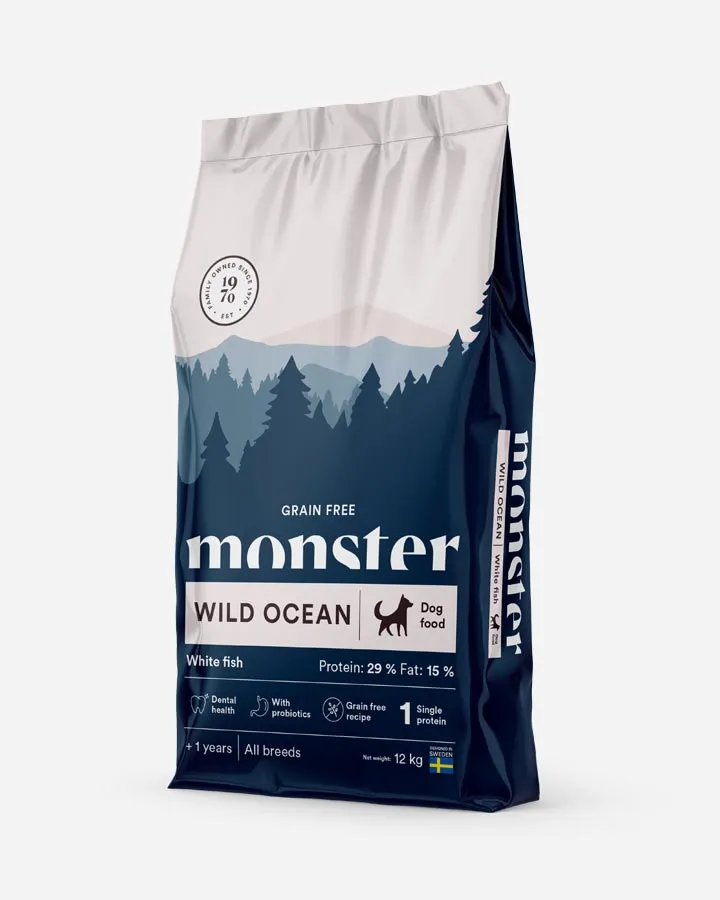 Monster Dog Grain Free Sensitive - 12kg Wild Ocean with White Fish