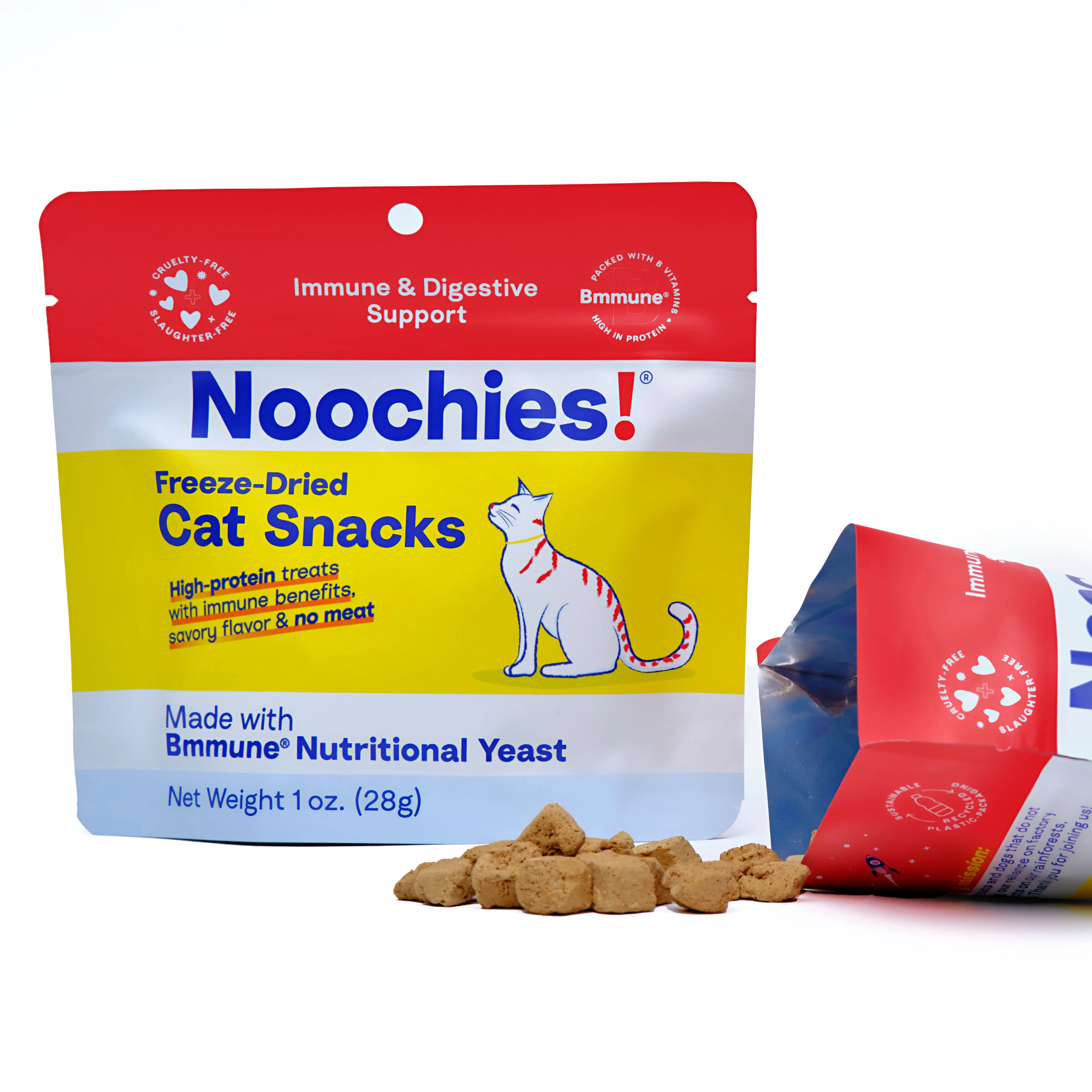 Noochies! Sustainable High-Protein Freeze-Dried Cat Treats - Meat-Free, B Vitamins, Fiber, Natural, Grain-Free - Supports Gut Health, Immune System - Proprietary Bmmune Formula