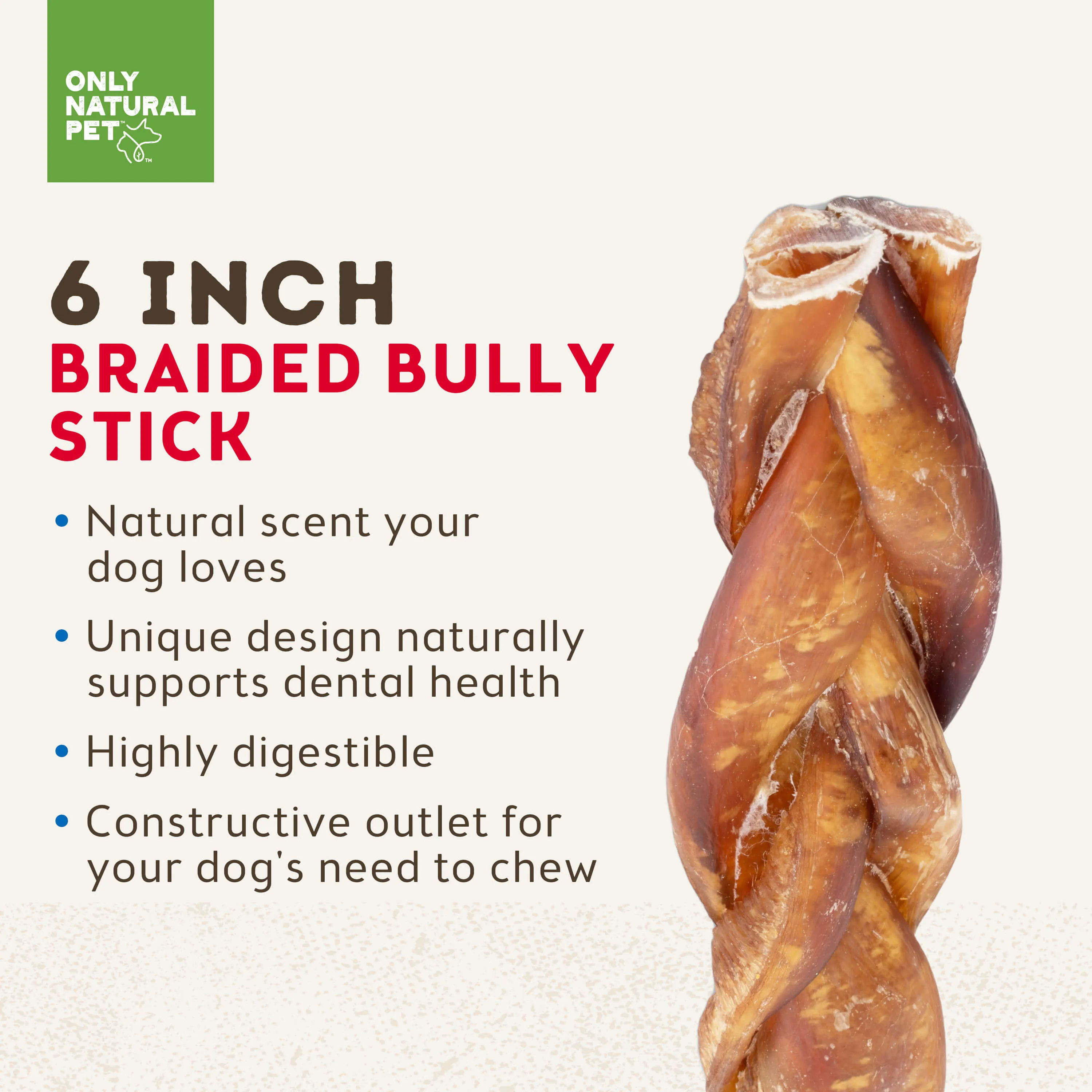 Only Natural Pet Braided Bully Sticks for Dogs