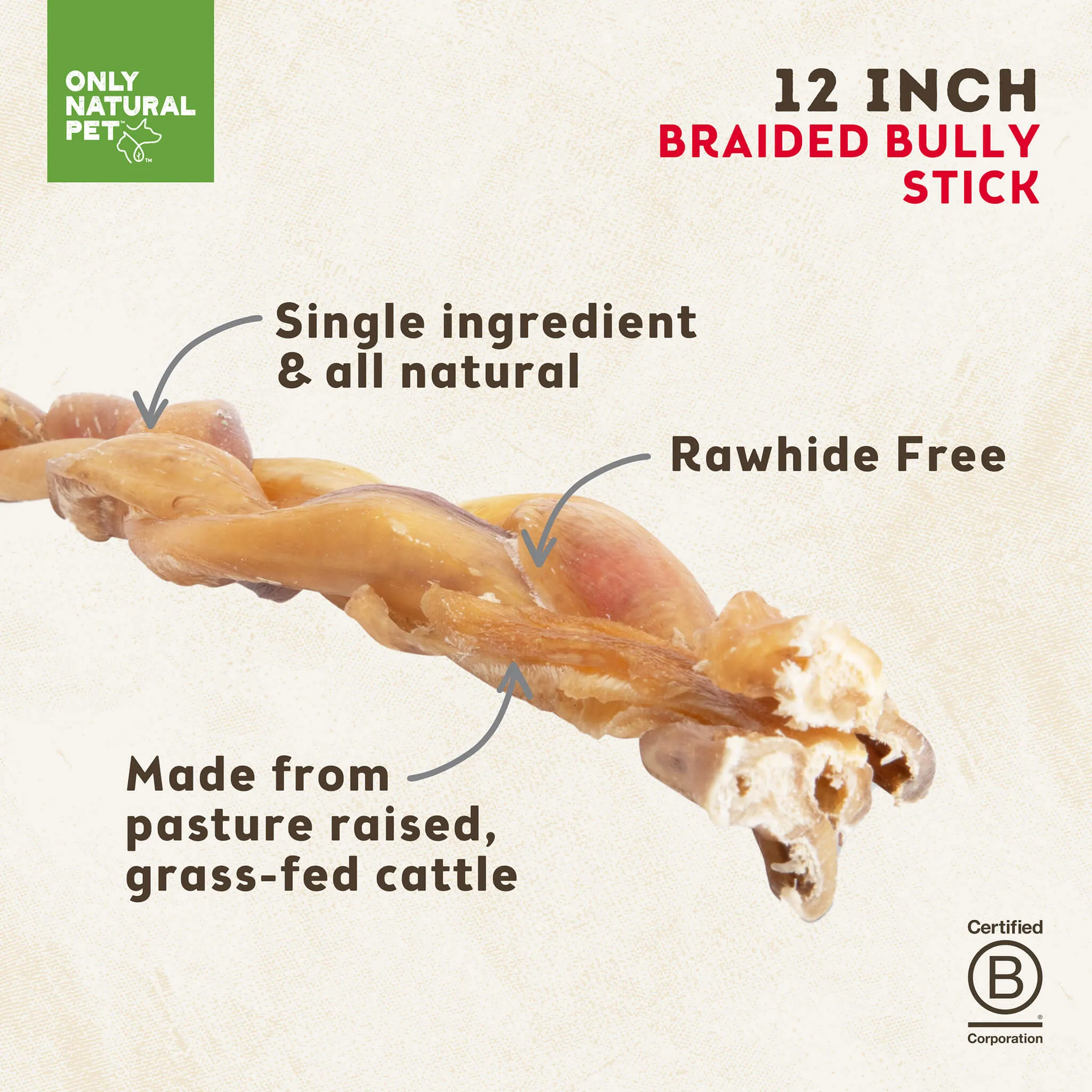 Only Natural Pet Braided Bully Sticks for Dogs