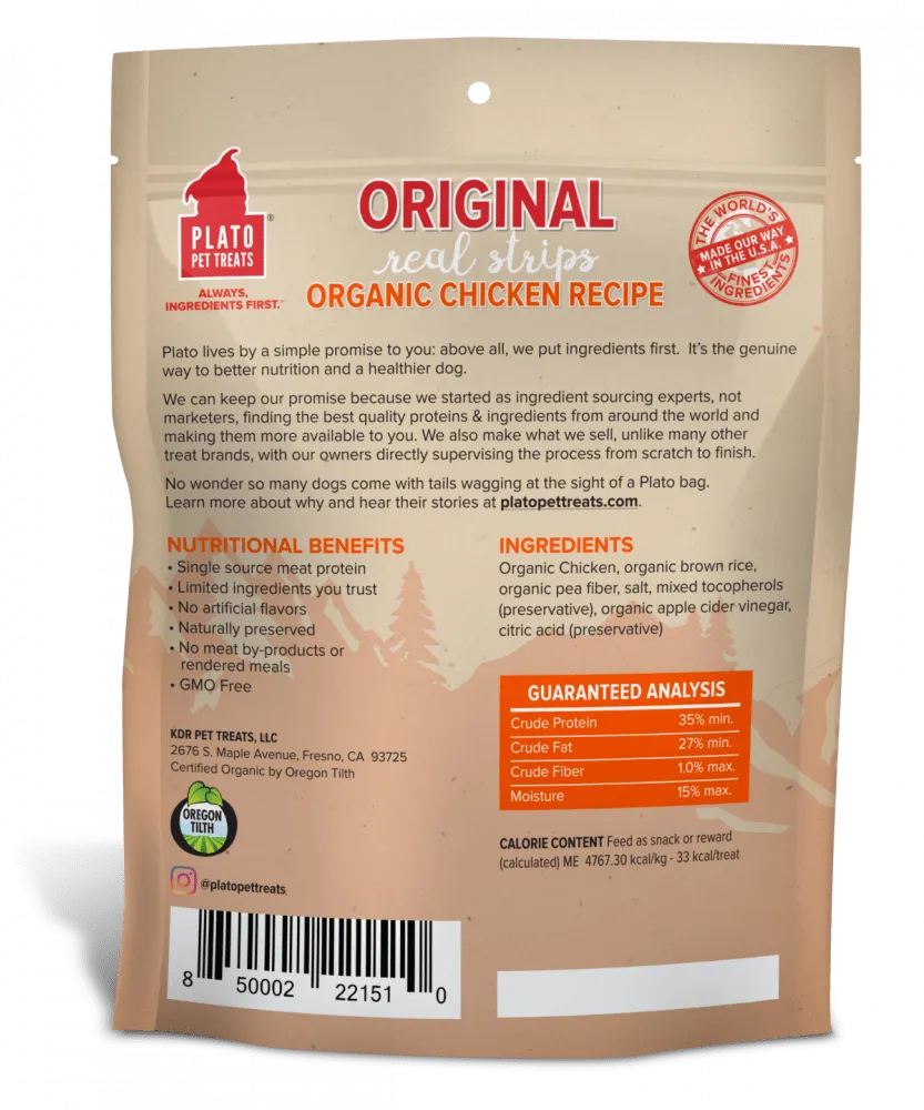 Plato Organic Chicken Strips Dog Treats