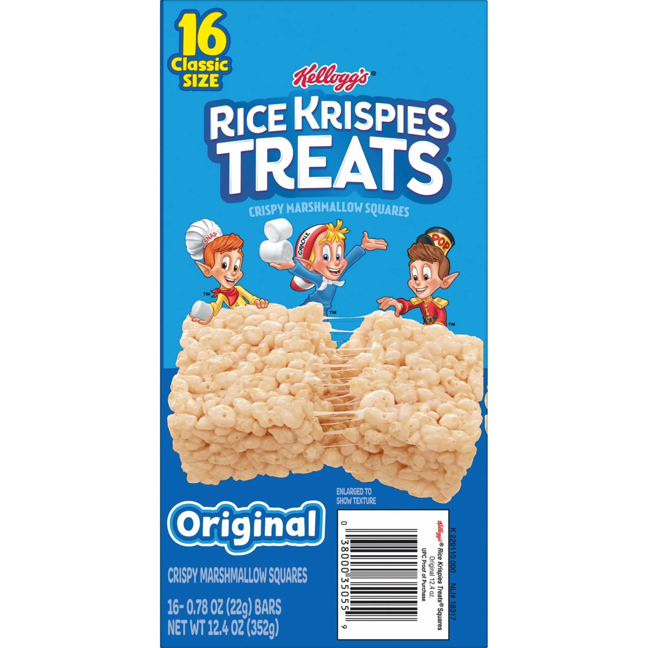 Rice Krispies Treats Original Chewy Crispy Marshmallow Squares, Ready-to-Eat, 12.4 oz, 16 Count