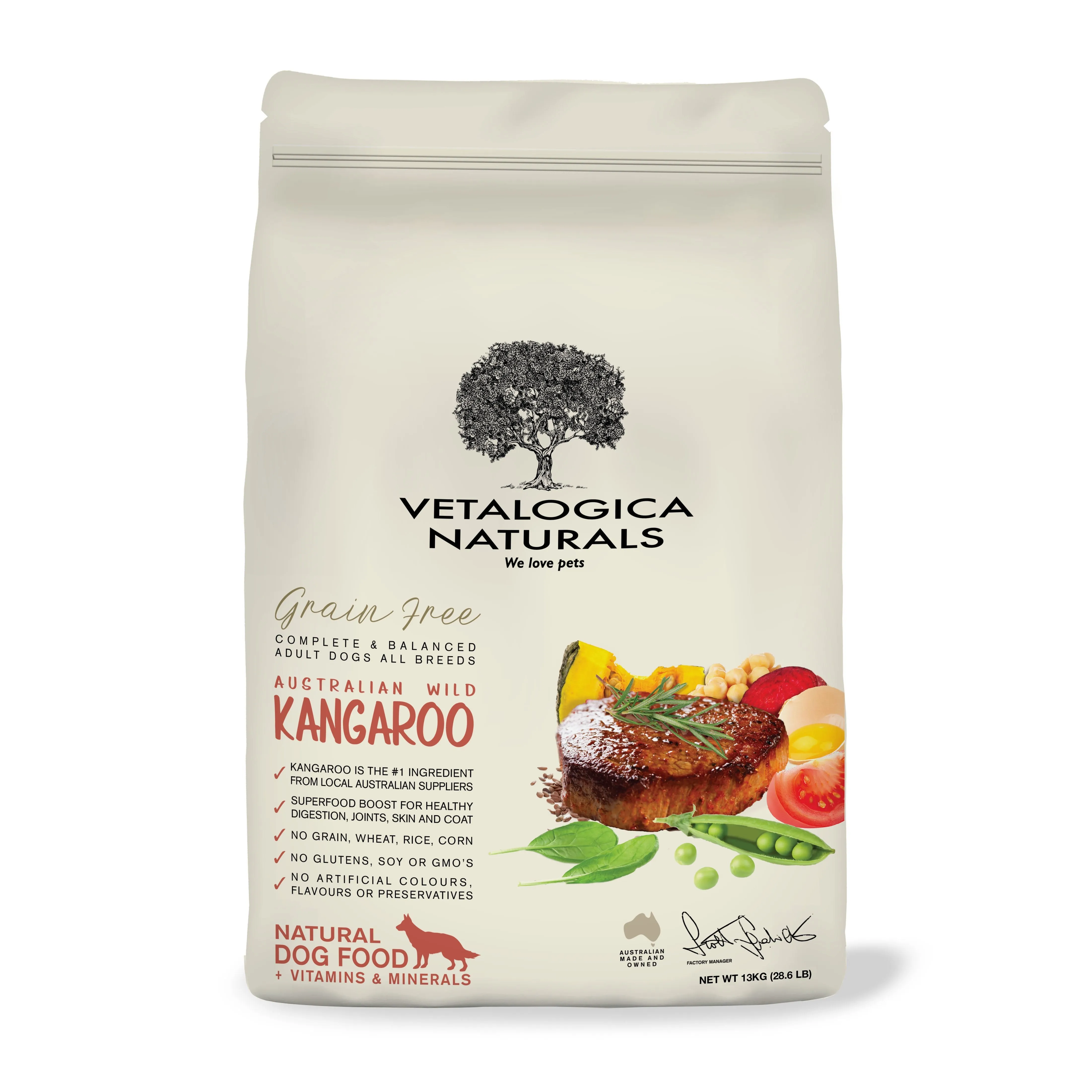 Vetalogica Naturals Grain Free Kangaroo Dry Dog Food 13kg