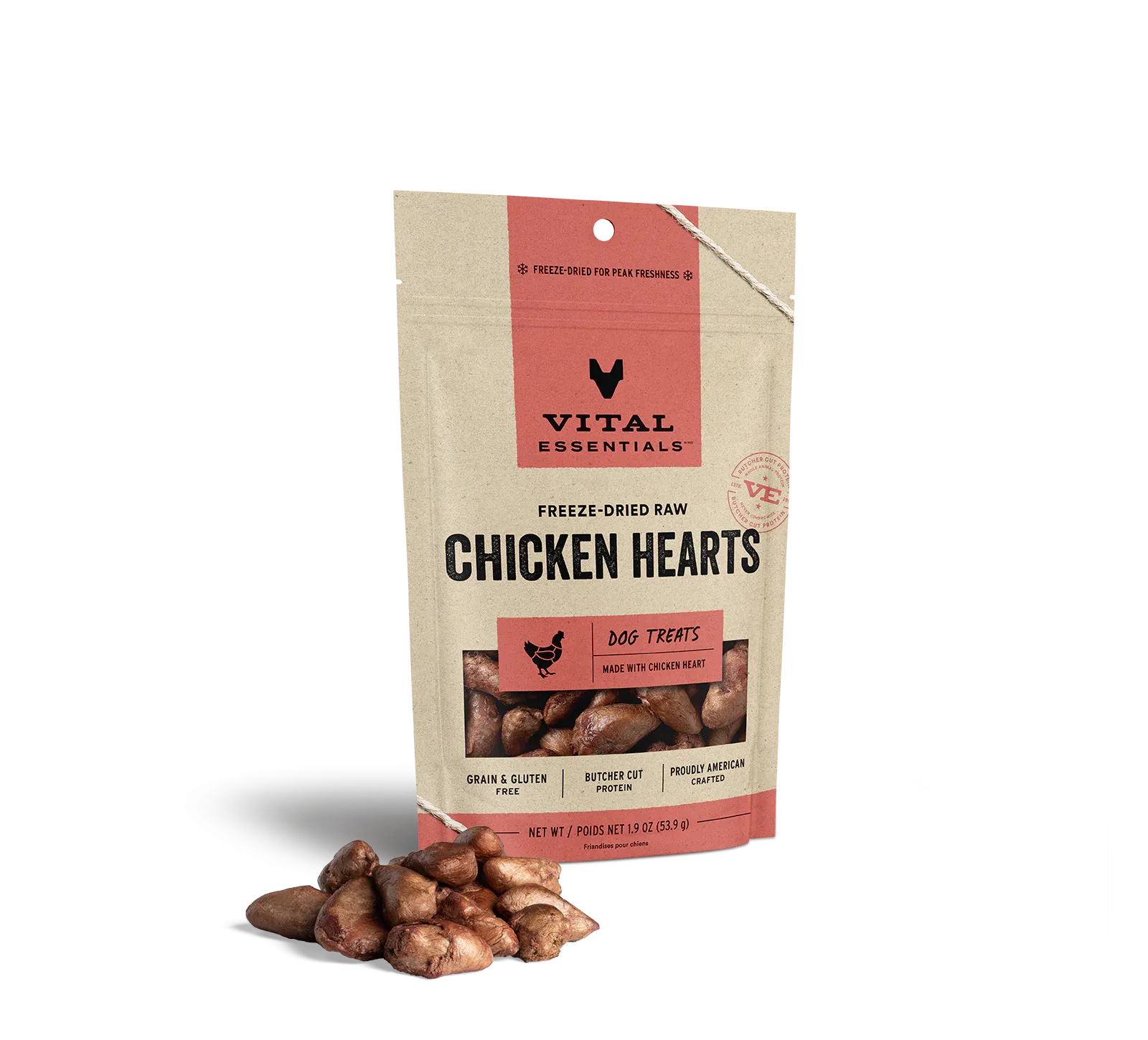 Vital Essentials Freeze-Dried Chicken Hearts, Dog Treat