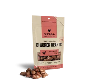 Vital Essentials Freeze-Dried Chicken Hearts, Dog Treat