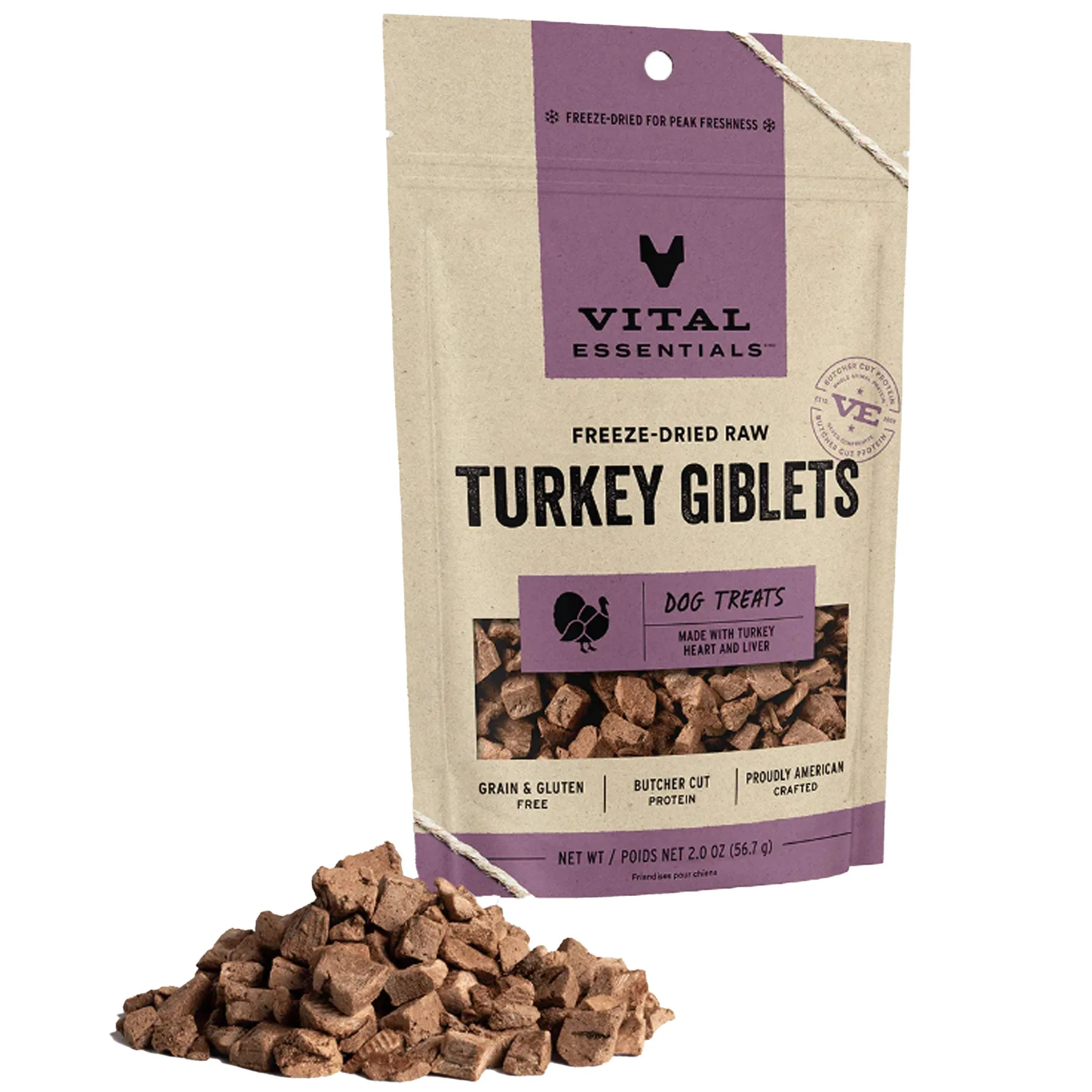 Vital Essentials Freeze-Dried Dog Turkey Giblets 2 oz