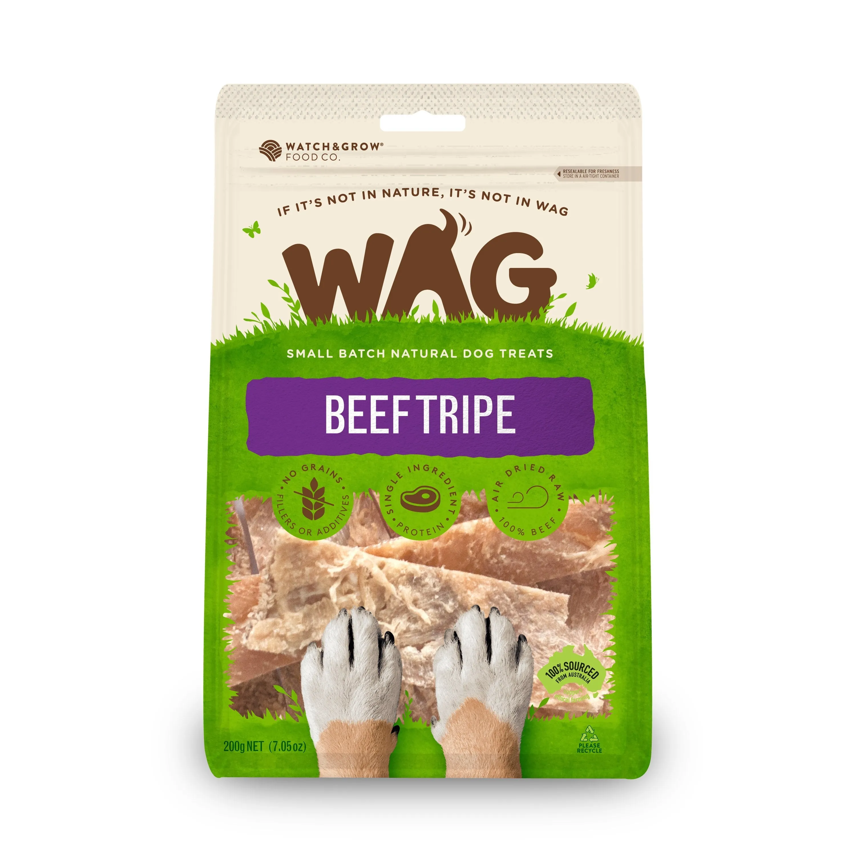 Wag Beef Tripe Dog Treats 200g*