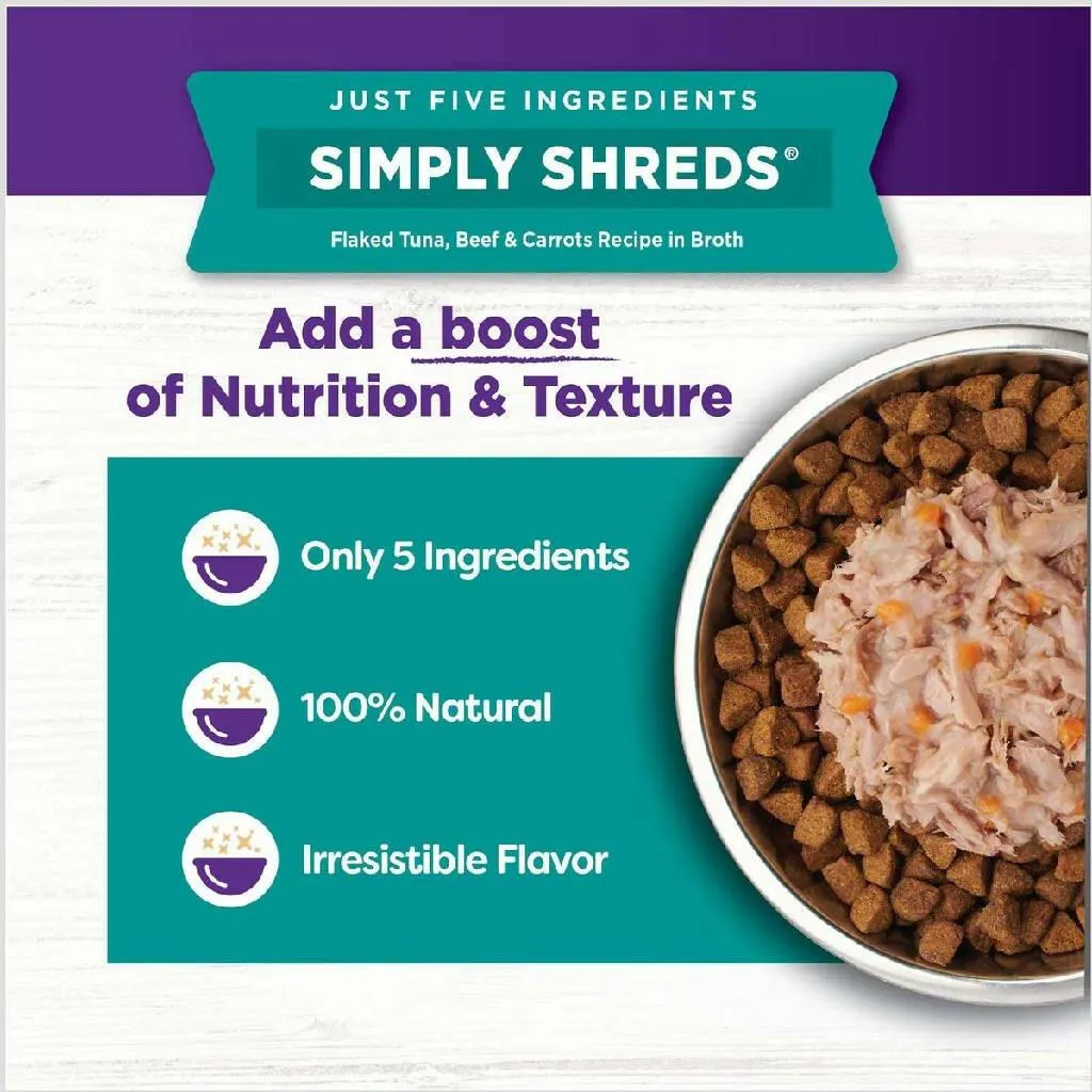 Wellness Bowl Boosters Simply Shreds Tuna, Beef & Carrots Grain-Free Dog Food Topper (2.8 oz x 12 pouches)